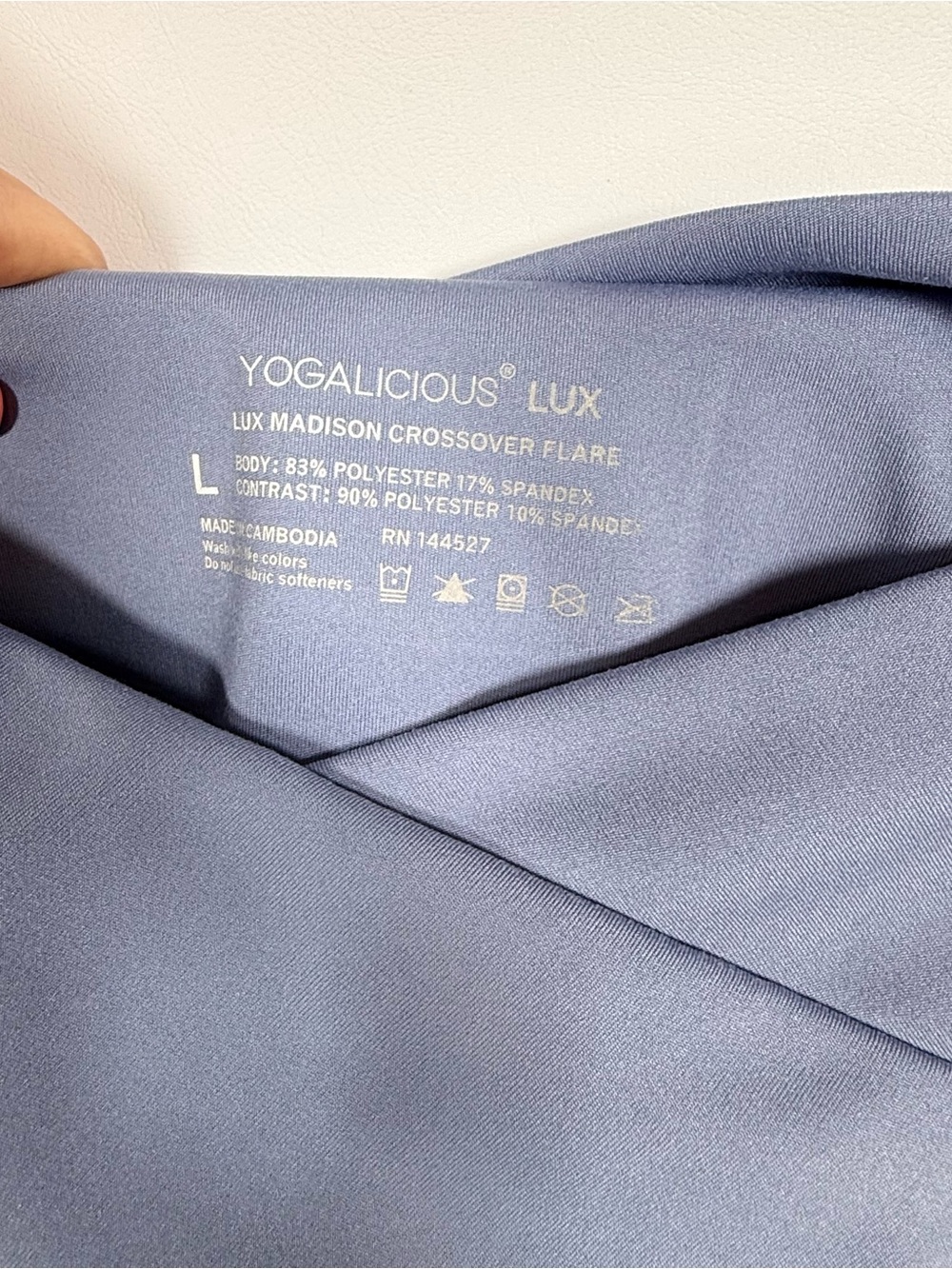 Yogalicious Lux Madison Crossover Flare Leggings Blue High Rise Yoga Size L - Picture 3 of 6
